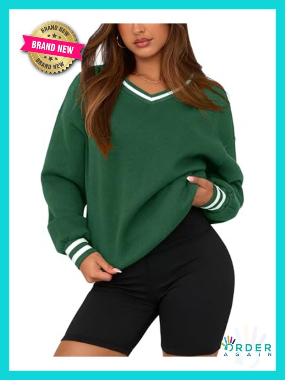 Oversized Color Block Sweatshirt Sweater Pullover Casual Long Sleeve